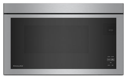 Quatre à micro-ondes à hotte intégrée KitchenAid de 1,1 pi³ à installation affleurée avec cuisson à 900 Watts - Acier inoxydable PrintShield…