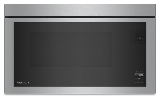 Quatre à micro-ondes à hotte intégrée KitchenAid de 1,1 pi³ à installation affleurée avec cuisson à 900 Watts - Acier inoxydable PrintShield…