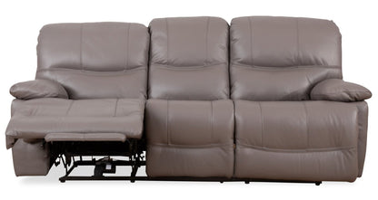 Sofa à inclinaison électrique Franco de 89 po en cuir véritable avec position zéro gravité et ports USB - gris