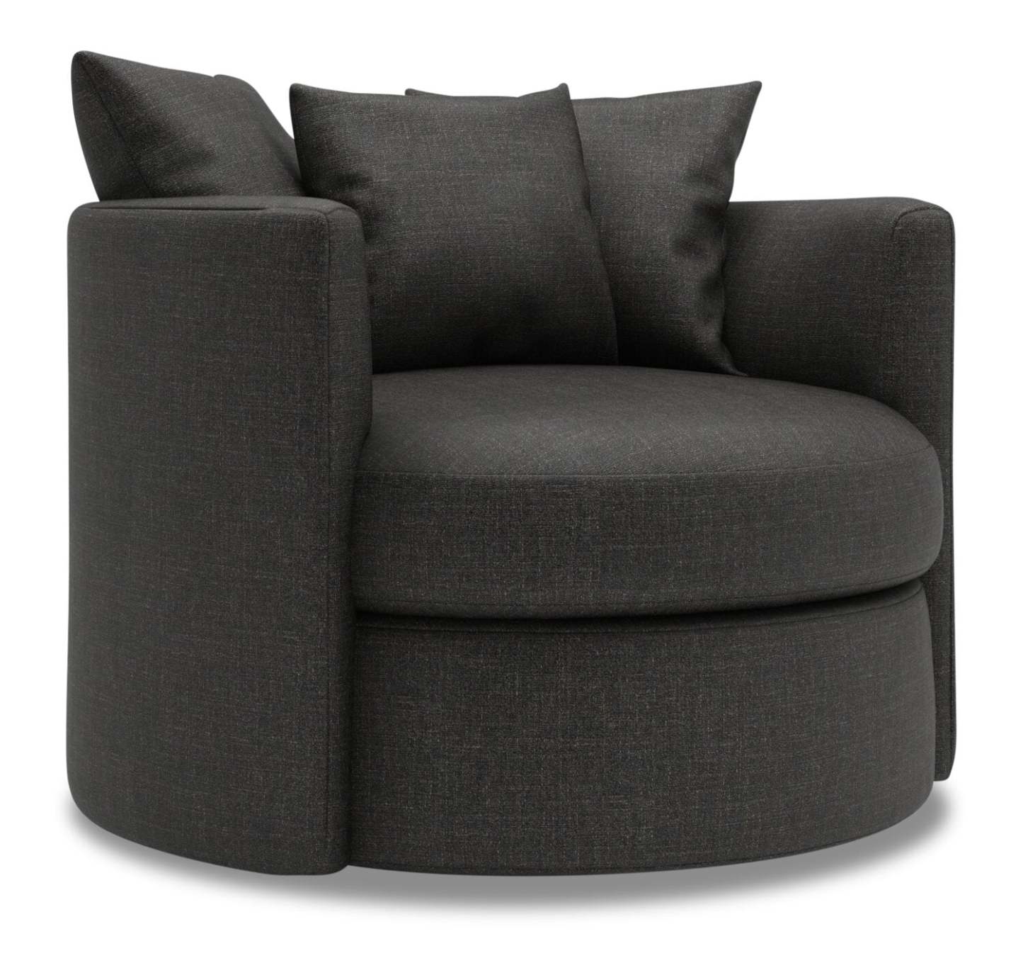 Fauteuil d’appoint pivotant Nest de Sofa Lab de 41 po fabriqué au Canada en tissu d’apparence lin - gris Luna Kohl | NEST2691