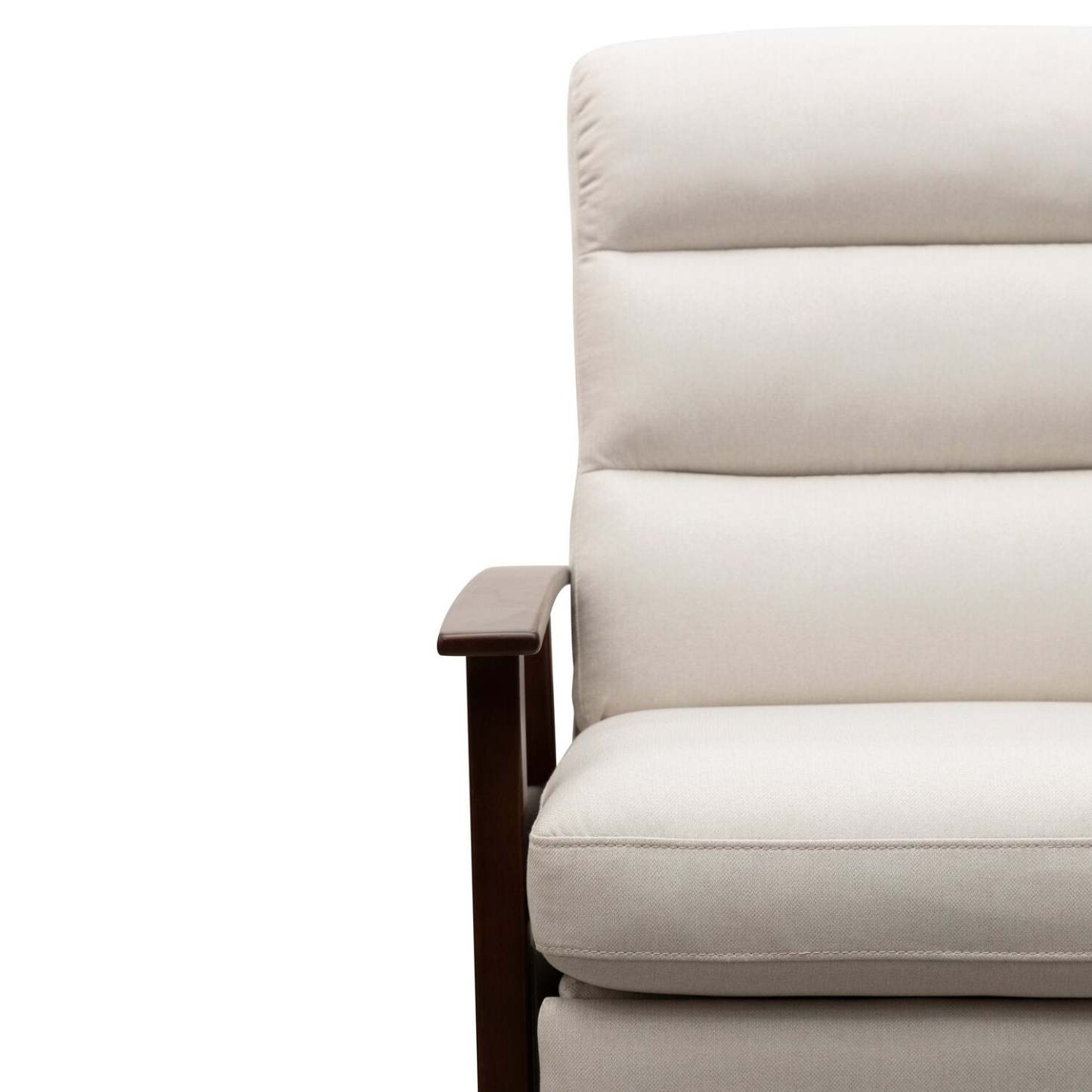 Fauteuil d'appoint inclinable Bree 28,5 en tissu d'apparence lin avec accoudoirs et pieds en bois - Beige | Fauteuil d'appoint à inclinaison par poussée Bree de 28,5 po en tissu d'apparence lin avec accoudoirs et pattes en bois - beige