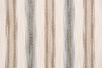 Fauteuil d’appoint Wynn de 36 po fabriqué au Canada en tissu d’apparence lin avec accoudoirs enroulés et pattes en bois - rayures multicolores