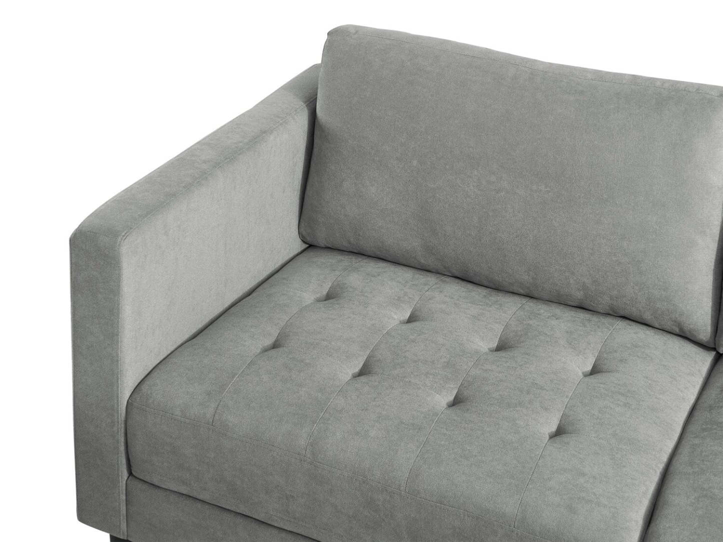 Sofa sectionnel de droite Metro 2 pièces en tissu avec fauteuil long et coussins de siège capitonnés - gris