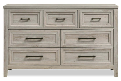 Commode à 7 tiroirs pour chambre à coucher Lara, 60,6 L x 38 H - Gris Antique | Commode Lara de 60,6 po (L) x 38 po (H) à 7 tiroirs pour la chambre à coucher - gris antique