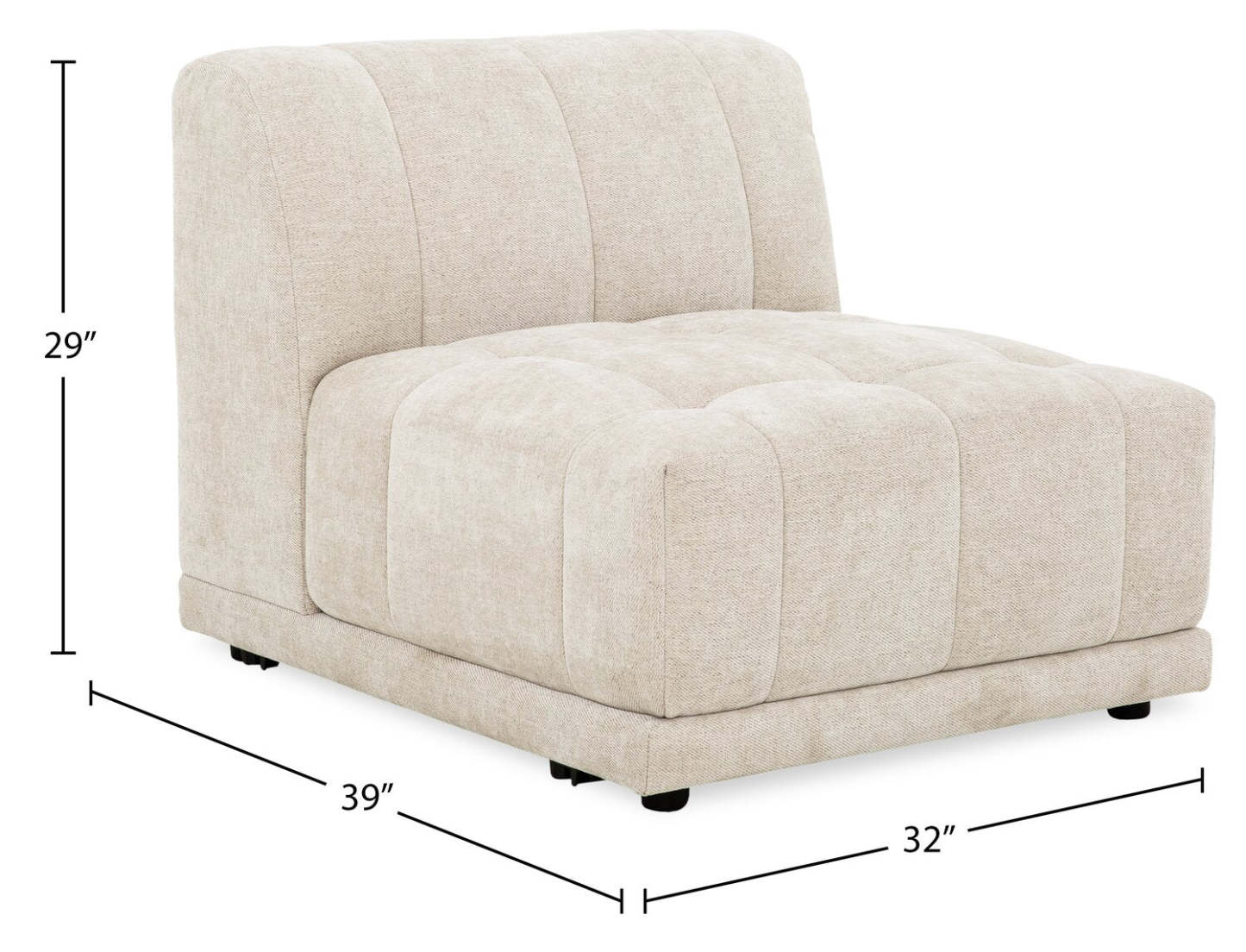 Kort &amp; Co. Oaklyn Modular 32 Chaise sans accoudoirs en tissu avec coussin de siège capitonné – Beige | Fauteuil modulaire sans accoudoirs Oaklyn Kort &amp; Co. de 32 po en tissu avec coussin de siège capitonné - beige