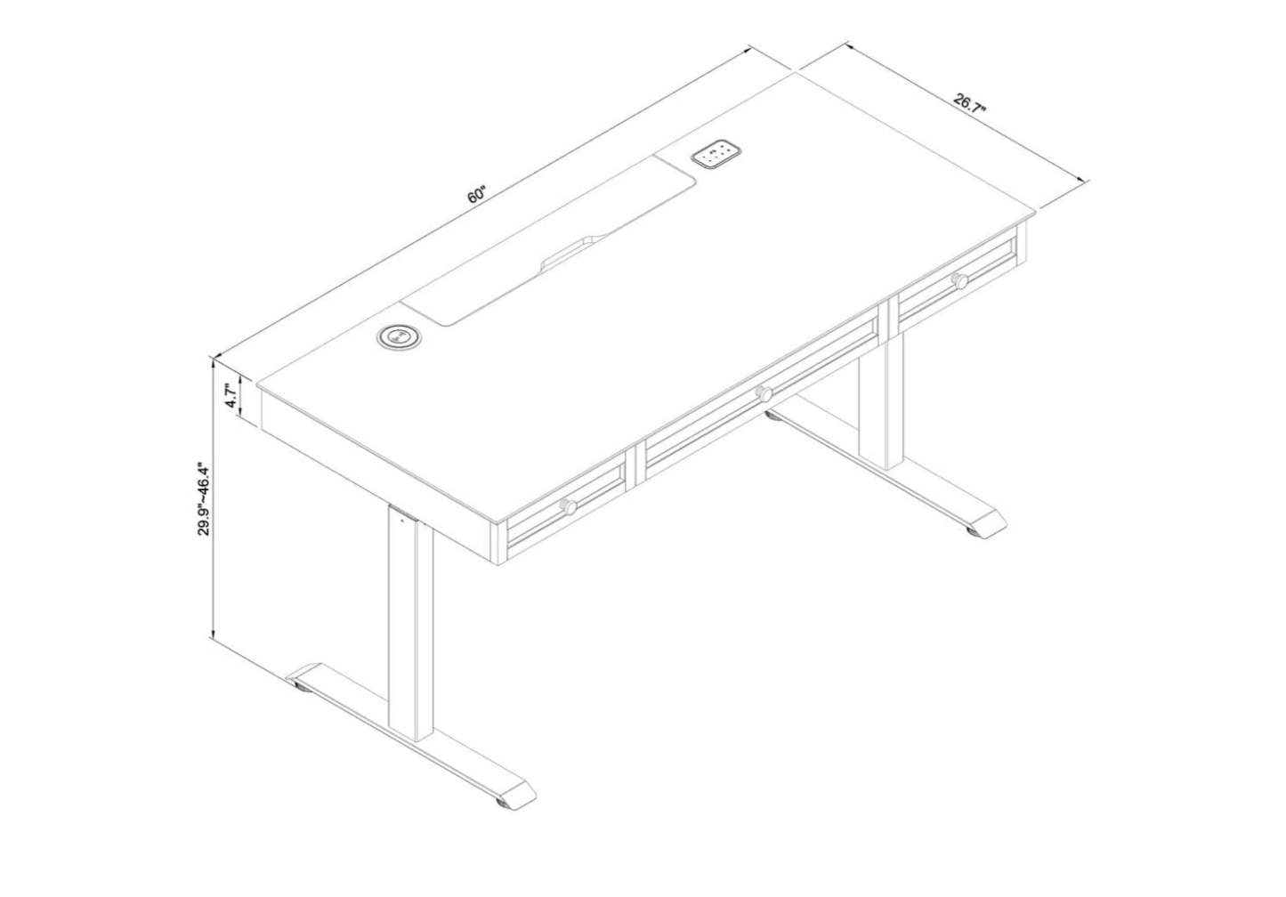 Bureau Elevate de 60 po à hauteur réglable avec rangement et chargement sans fil - Blanc/Gris | Bureau Elevate de 60 po à hauteur réglable avec rangement et recharge sans fil - blanc et gris