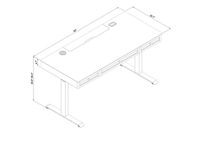 Bureau Elevate de 60 po à hauteur réglable avec rangement et chargement sans fil - Blanc/Gris | Bureau Elevate de 60 po à hauteur réglable avec rangement et recharge sans fil - blanc et gris