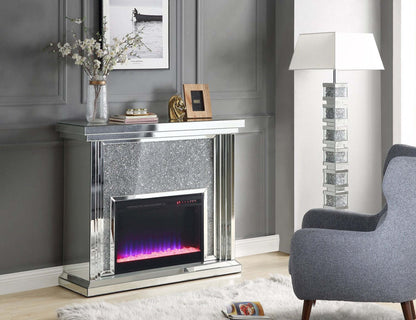 Flint 47.4 Glam Electric Fireplace - Silver and Glass|Foyer électrique somptueux Flint de 47,4 po - argenté et verre