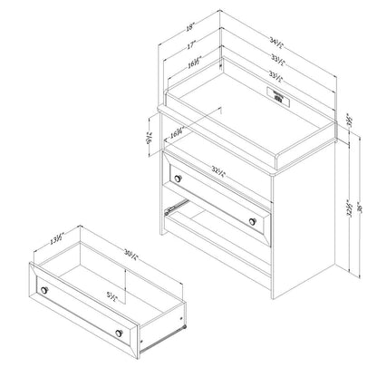 Table à langer Ivy avec tiroirs de rangement - Blanc | Table à langer Ivy pour bébé avec tiroirs de rangement - blanche