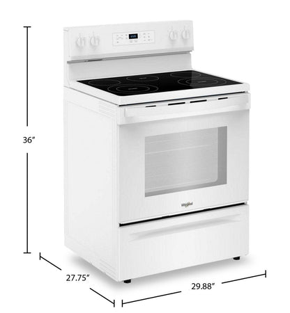 Cuisinière électrique Whirlpool de 30 po et de 5,3 pi3 avec 5 éléments - YWFES3330RW | Cuisinière électrique Whirlpool de 5,3 pi3 et de 30 po avec 5 éléments - YWFES3330RW | YWFES33W