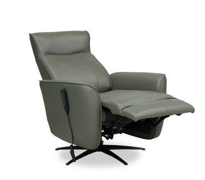 Fauteuil de massage à inclinaison électrique Serene de 31 po en cuir avec véritables appuie-tête électrique et siège chauffant - vert