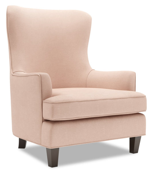 Made in Canada Sofa Lab Fauteuil d’appoint à oreilles personnalisable 32 po en tissu d’apparence lin - rose Pax Rose | Fauteuil d’appoint à oreilles de Sofa Lab de 32 po fabriqué au Canada en tissu d’apparence lin - rose Pax Rose | WING3249