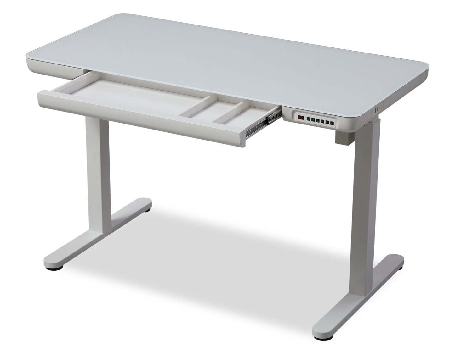 Bureau Metro de 47,24 po à hauteur réglable avec rangement et ports USB - Blanc | Bureau Metro de 47,24 po à hauteur réglable avec rangement et ports USB - blanc