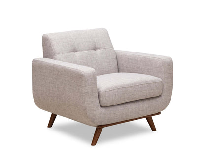 Kort &amp; Co. Fauteuil Freeman 37 po en tissu d'apparence lin avec pattes en bois et coussin de dossier capitonné - blanc colombe