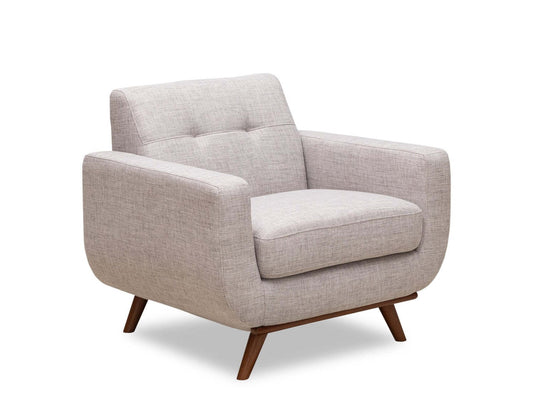 Kort &amp; Co. Fauteuil Freeman 37 po en tissu d'apparence lin avec pattes en bois et coussin de dossier capitonné - blanc colombe