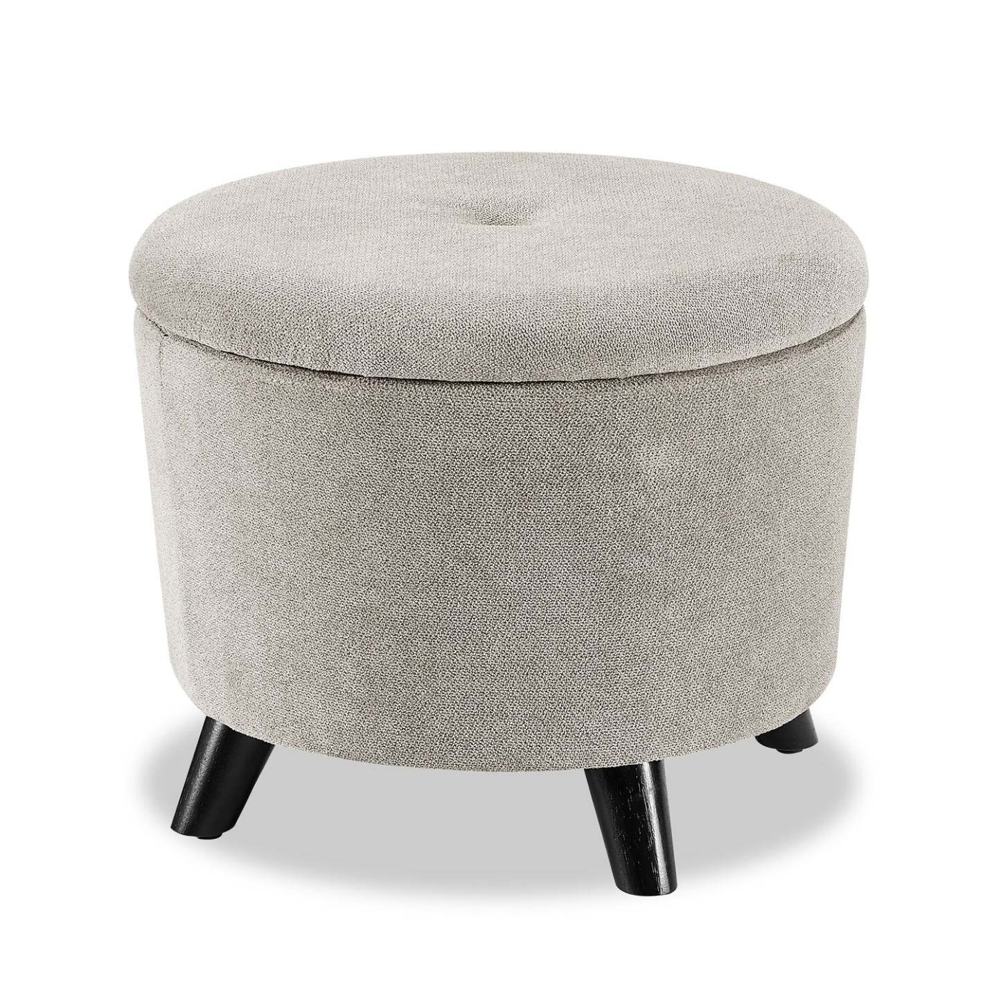 Pouf de rangement rond Winnipeg de 17,5 po en tissu - gris