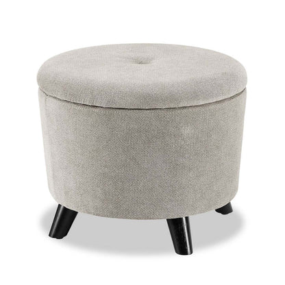 Pouf de rangement rond Winnipeg de 17,5 po en tissu - gris