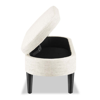 Montreal 43,5 Oval Fabric Storage Ottoman - Blanc|Pouf de rangement ovale Montreal de 43,5 po en tissu - blanc