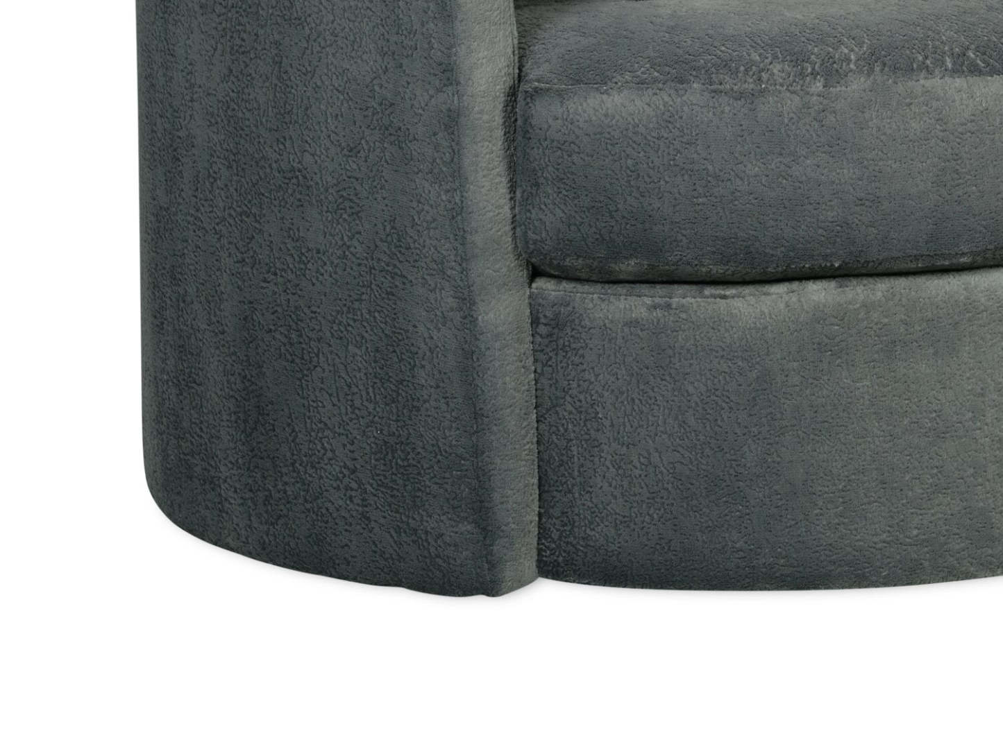 Fauteuil d’appoint pivotant Cuddler Midi de 42 po fabriqué au Canada en tissu de chenille - gris Plush Thunder