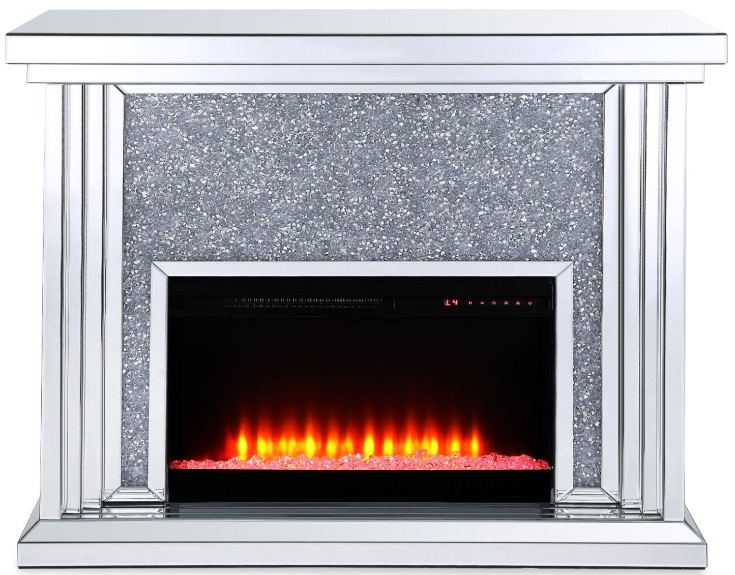 Flint 47.4 Glam Electric Fireplace - Silver and Glass|Foyer électrique somptueux Flint de 47,4 po - argenté et verre