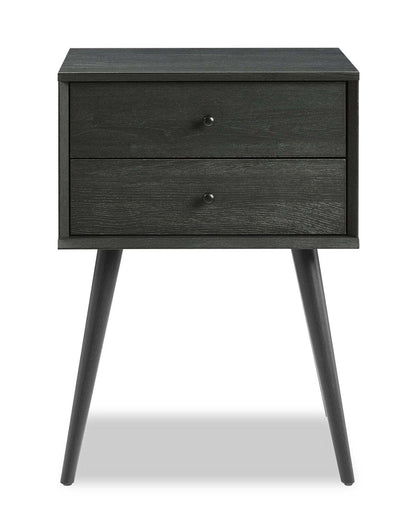 Table de nuit Mori à 2 tiroirs, 18 L x 25,75 H - Noir | Table de nuit Mori de 18 po (l) x 25,75 po (H) à 2 tiroirs - noire