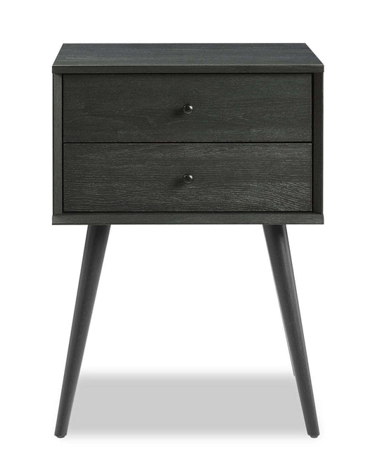 Table de nuit Mori à 2 tiroirs, 18 L x 25,75 H - Noir | Table de nuit Mori de 18 po (l) x 25,75 po (H) à 2 tiroirs - noire