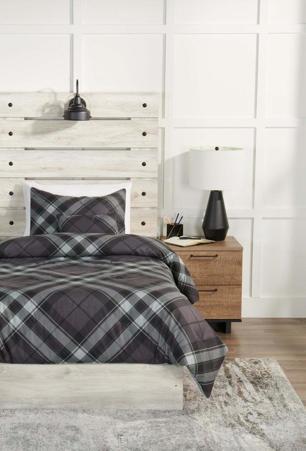 Ensemble d'édredon William 4 pièces pour lit double/grand lit - Gris | Ensemble d'édredon William 4 pièces pour lit double ou grand lit - gris | WLIAM4FQ