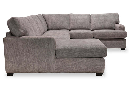 Sofa sectionnel de gauche Luxe 3 pièces fabriqué au Canada en tissu avec coussins amovibles - gris colombe Zaftig