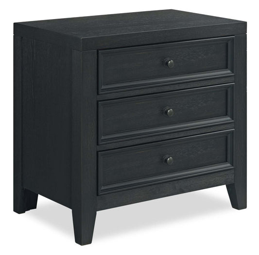 Casa Bedside 3-Drawer Nightstand with USB Port, 27W x 26.5H, Wood - Black | Table de nuit Casa de 27 po (l) x 26,5 po (H) en bois à 3 tiroirs avec port USB - noire
