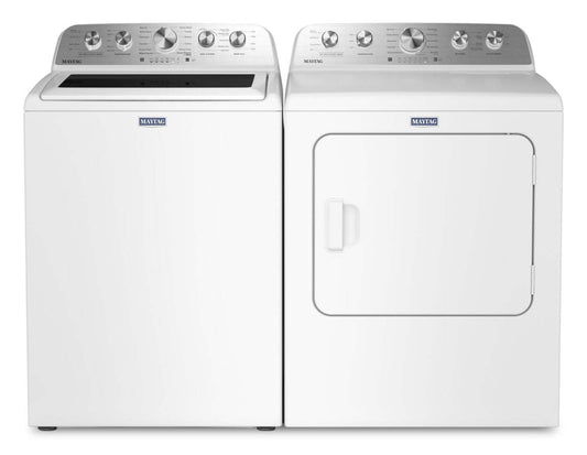 Maytag 5,4 pi³ Laveuse à chargement par le haut avec agitateur et 7,0 pi³ Sécheuse électrique Pet Pro – blanche - MATL56WW | Laveuse à chargement par le haut de 5,4 pi³ et sécheuse électrique Animal Pet Pro de 7,0 pi³ de Maytag - blanches - MATL56WW