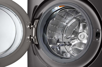 Laveuse à la vapeur intelligente haute efficacité LG à chargement frontal de 5,8 pi³ - acier noir - empilable - WM6500HBA | LG 5.8 Cu. Ft. Smart Front-Load High-Efficiency Steam Washer - Black Steel - Stackable - …