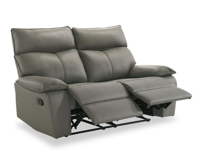 Matteo 64 Genuine Leather Reclining Loveseat - Aviarah Grey | Causeuse inclinable Matteo de 64 po en cuir véritable - gris Aviarah