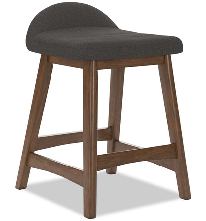 Tabouret à hauteur de comptoir Jovi avec tissu d'apparence lin, Bois - Charbon | Tabouret Jovi de hauteur comptoir en tissu d'apparence lin et en bois - anthracite