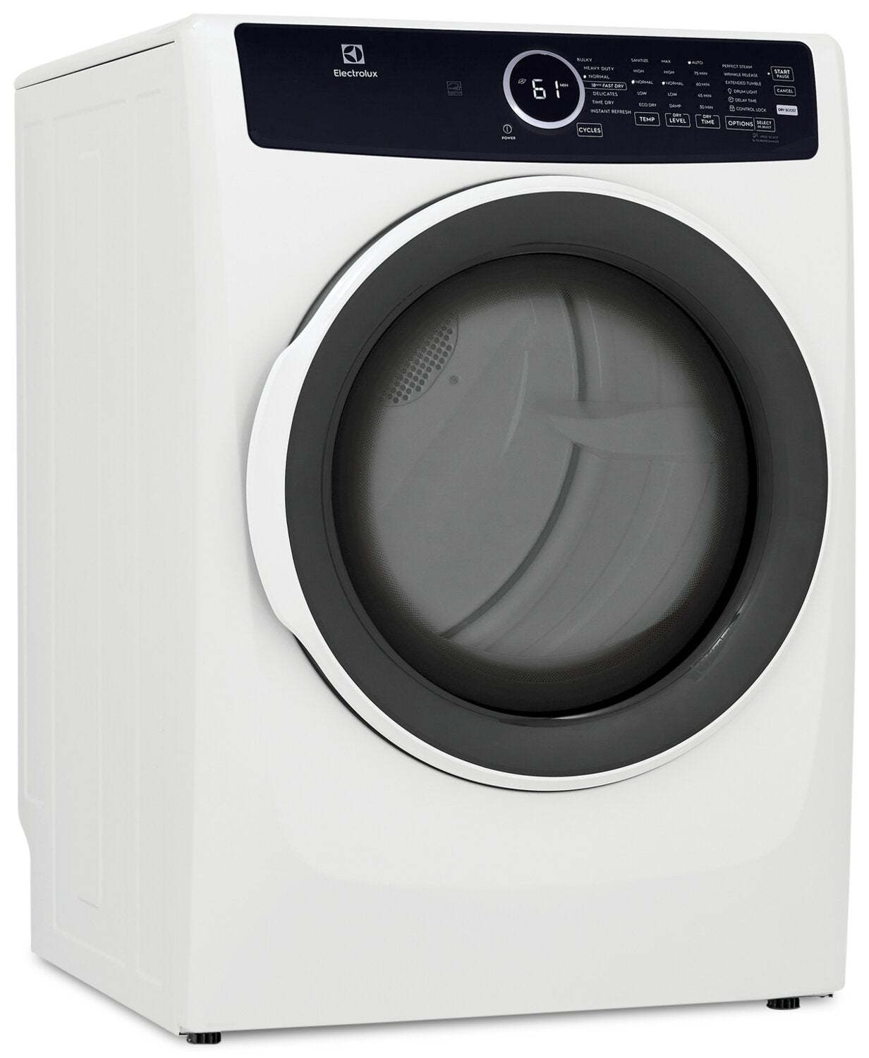 Sécheuse électrique Electrolux de 8 pi³ avec vapeur - blanche - superposable - ELFE743CAW | Electrolux 8 Cu. Ft. Electric Dryer with Steam - White - Stackable - ELFE743CAW