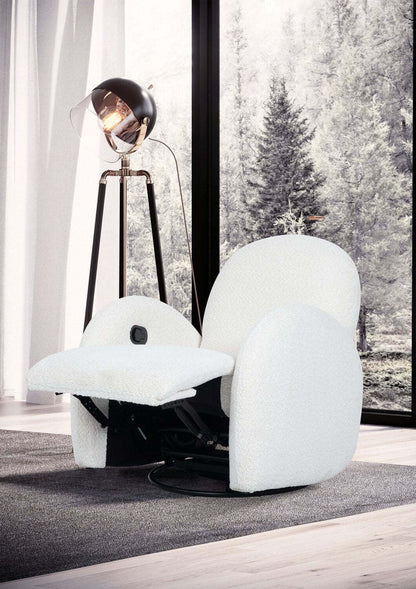 Fauteuil d'appoint inclinable et pivotant en tissu chenille Shay 33 - River Rock Beige | Fauteuil d'appoint coulissant, pivotant et inclinable Shay de 33 po en tissu de chenille - beige pierre de rivière