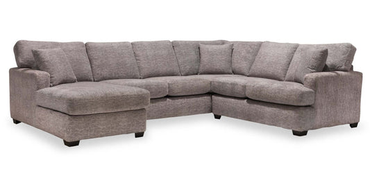 Sofa sectionnel de gauche Luxe 3 pièces fabriqué au Canada en tissu avec coussins amovibles - gris colombe Zaftig