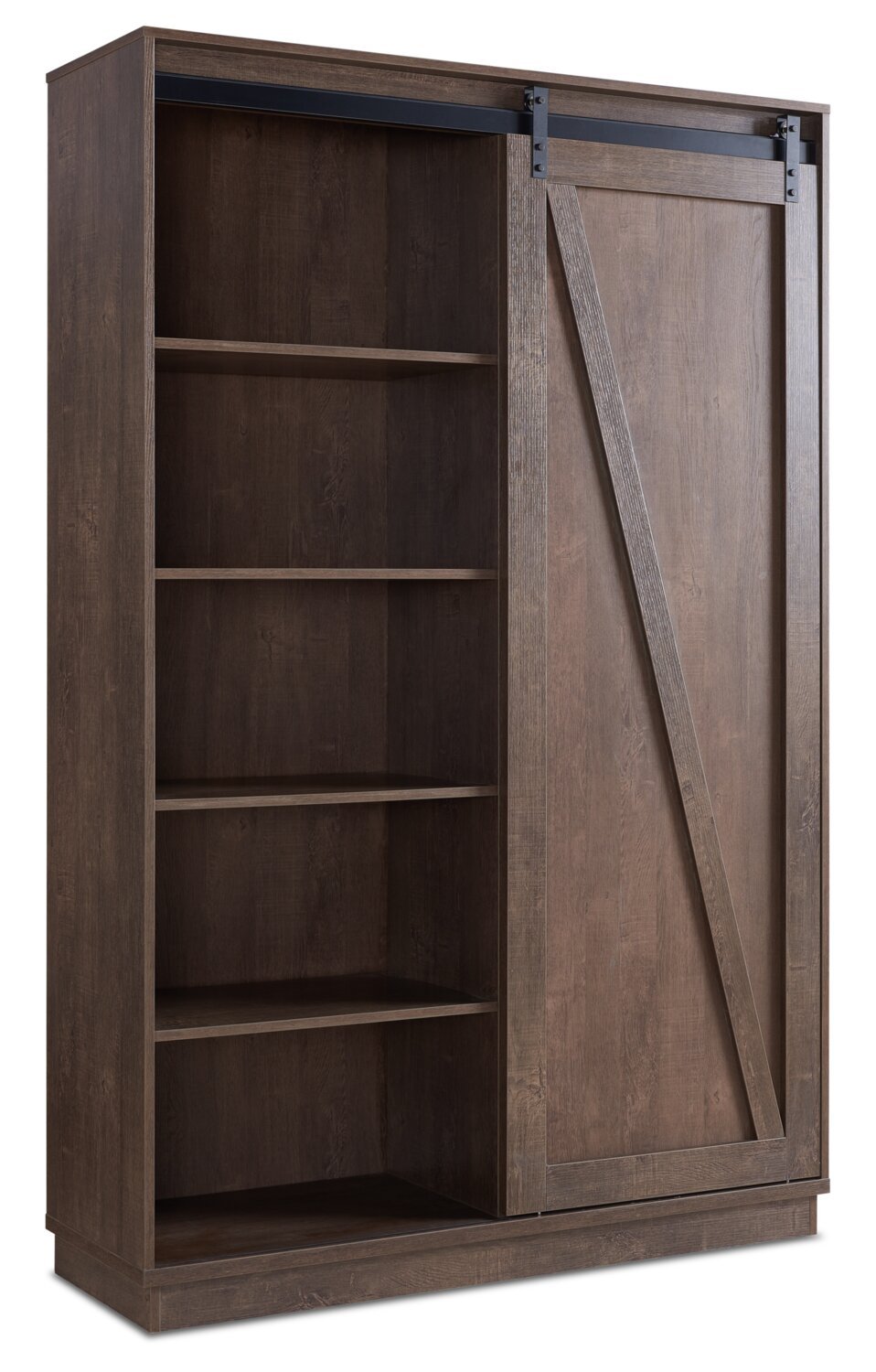 Warren 47.25 Accent Storage Cabinet with Sliding Barn-style Door - Walnut Oak|Armoire décorative de rangement Warren de 47,25 po avec porte coulissante de style grange - chêne noyer