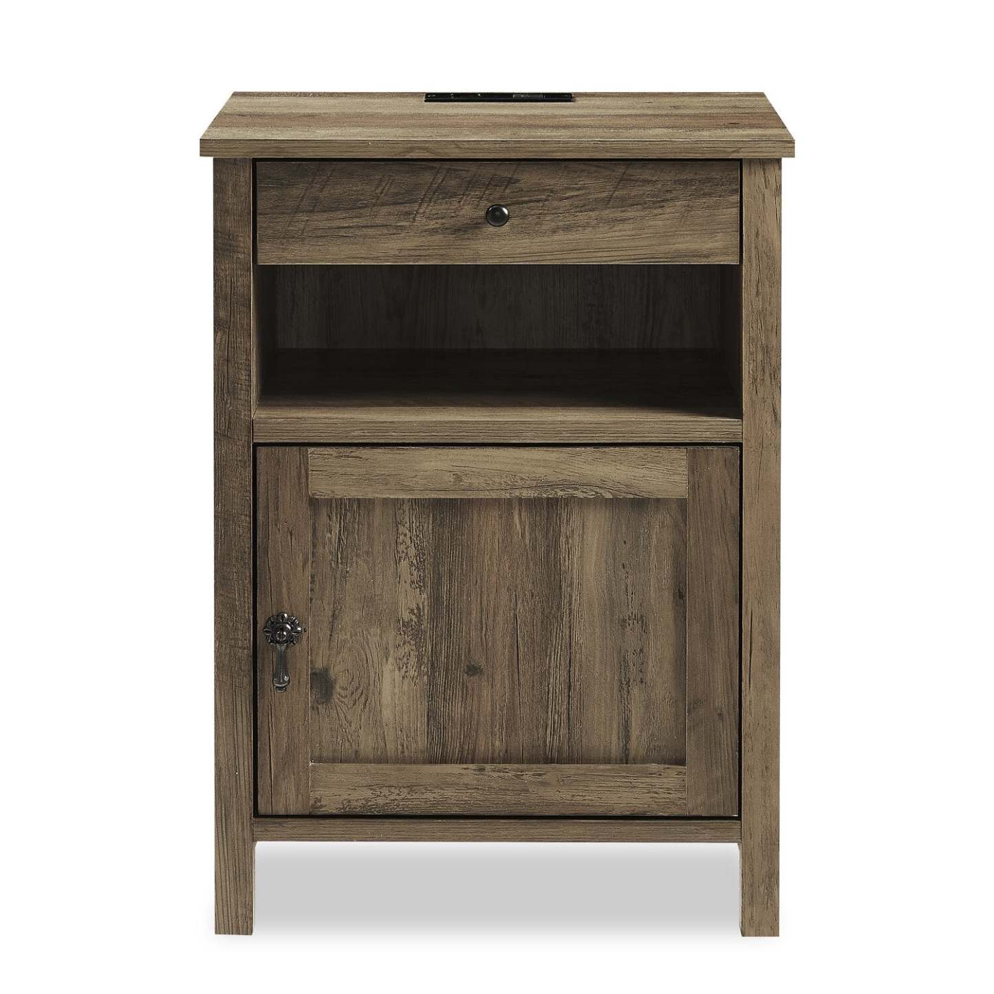 Table de nuit Theo à 1 tiroir avec armoire de rangement, 18 L x 25,75 H - Marron | Table de nuit Theo de 18 po (l) x 25,75 po (H) à 1 tiroir avec armoire de rangement - marron