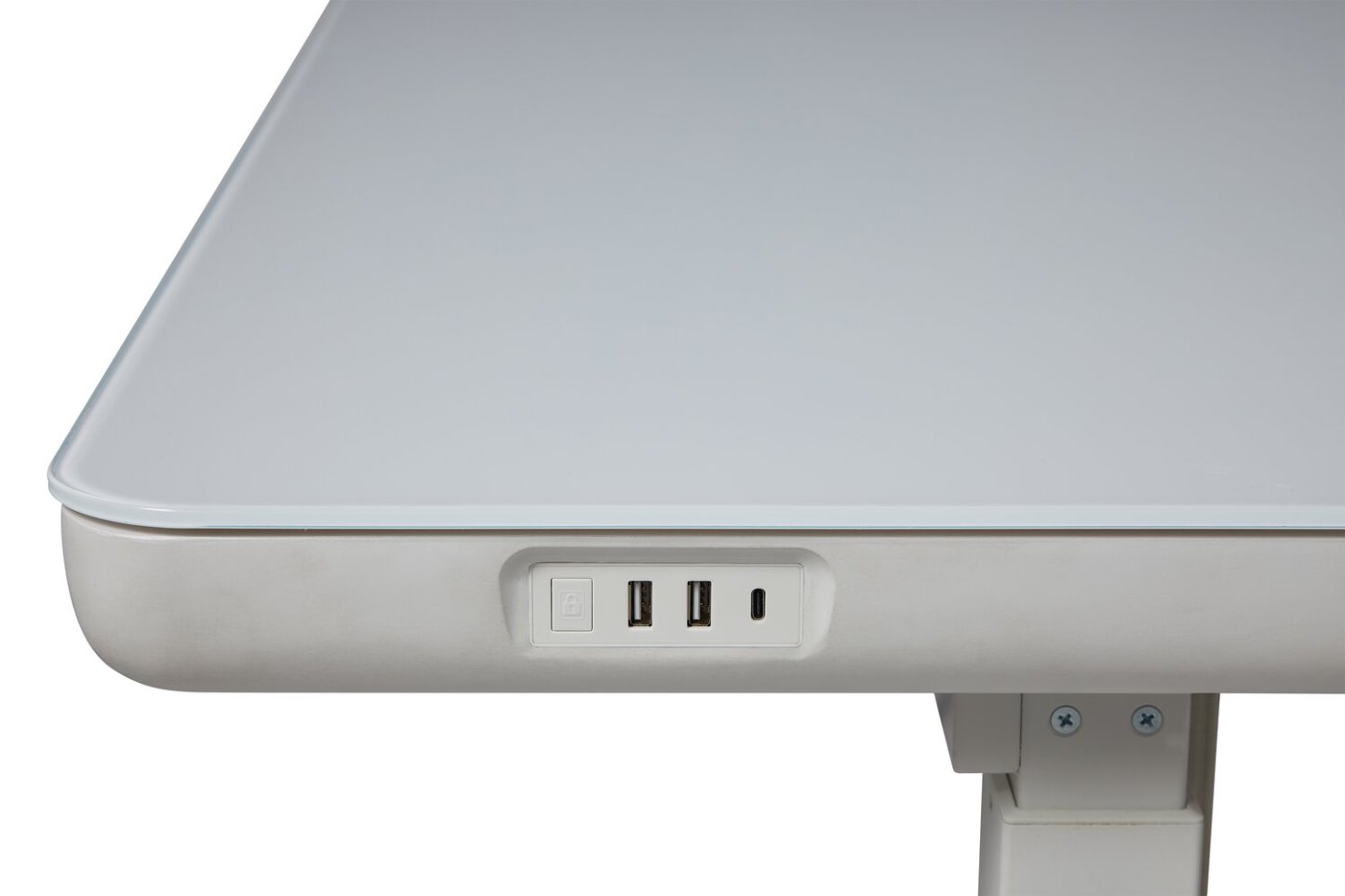 Bureau Metro de 47,24 po à hauteur réglable avec rangement et ports USB - Blanc | Bureau Metro de 47,24 po à hauteur réglable avec rangement et ports USB - blanc