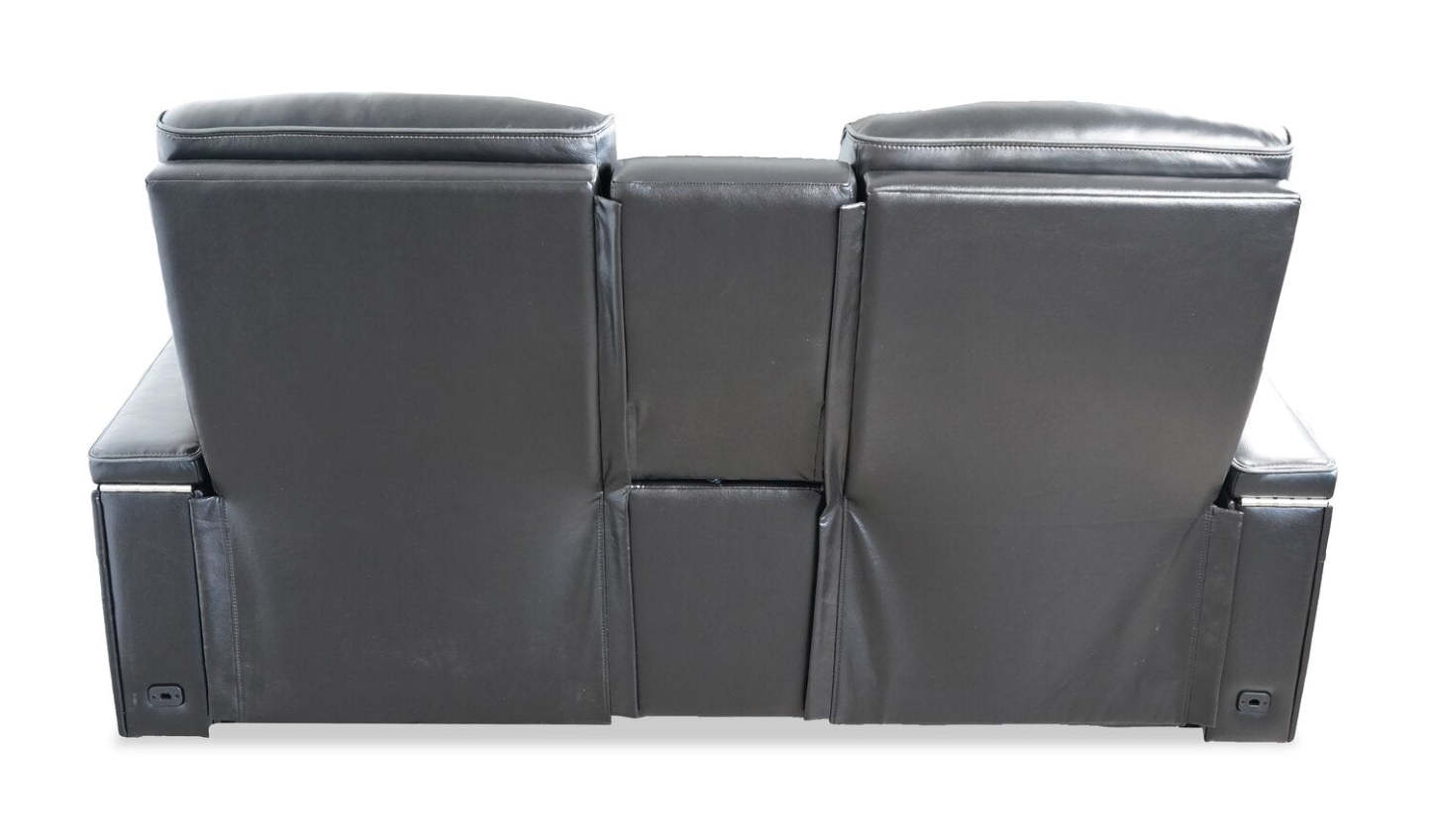 Causeuse de massage à inclinaison électrique Elite de 74 po en cuir avec véritable son immersif et appuie-têtes électriques - noire