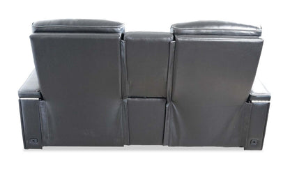 Causeuse de massage à inclinaison électrique Elite de 74 po en cuir avec véritable son immersif et appuie-têtes électriques - noire