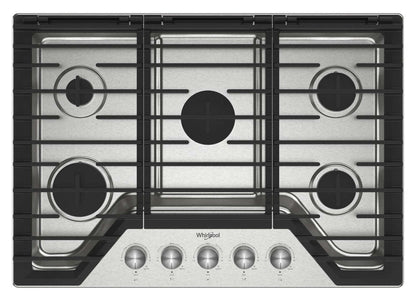 Whirlpool 30 Surface de cuisson à gaz avec 5e brûleur et grilles en fonte à charnières EZ-2-LiftMC - WCGK7030PS | WCGK730S