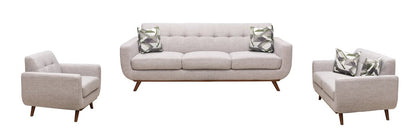 Kort &amp; Co. Fauteuil Freeman 37 po en tissu d'apparence lin avec pattes en bois et coussin de dossier capitonné - blanc colombe