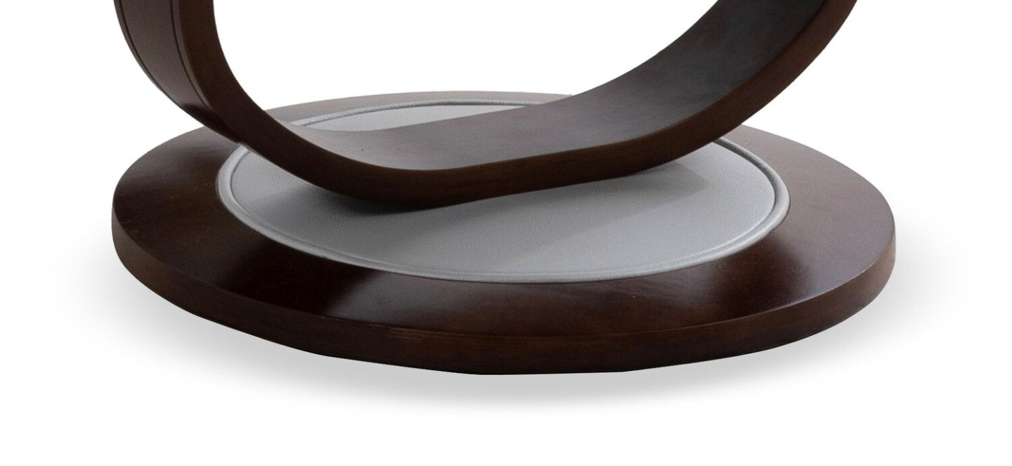 Fauteuil inclinable Maven antistress de 34,5 po en cuir véritable gris avec repose-pieds et base en bois et métal - gris