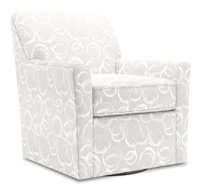 Fauteuil d'appoint pivotant personnalisable Sofa Lab de 31 po fabriqué au Canada en tissu - blanc Mist White | SWIV1164
