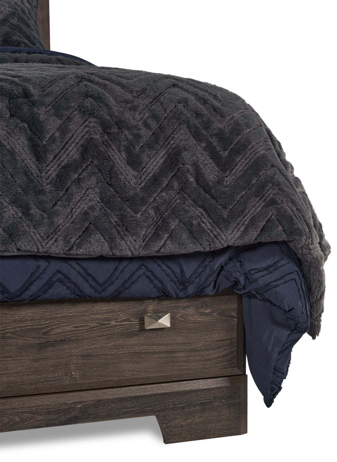 Lit plateforme Yorkdale avec tête de lit et cadre de rangement à 6 tiroirs, fabriqué au Canada, gris - Taille Queen