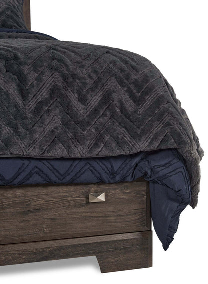 Lit plateforme Yorkdale avec tête de lit et cadre de rangement à 6 tiroirs, fabriqué au Canada, gris - Taille Queen