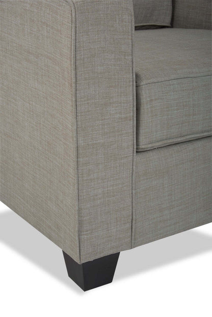 Made in Canada Sawyer 35 Linen-Look Fabric Chair with Reversible Cushions and Track Arms - Light Grey | Fauteuil Sawyer de 35 po fabriqué au Canada en tissu d’apparence lin avec coussins réversibles et accoudoirs rectilignes - gris clair