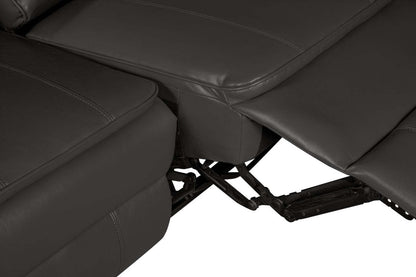 Sofa à inclinaison électrique Chandler de 82 po en tissu d’apparence cuir avec ports USB - gris