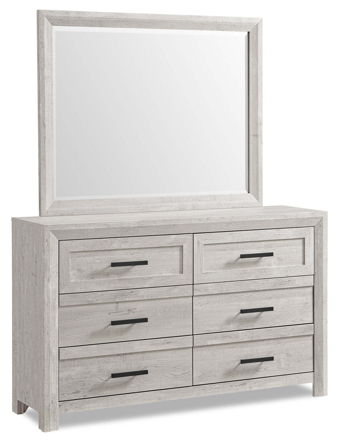 Miroir de commode de chambre à coucher Lark - blanc rustique | Lark Bedroom Dresser Mirror - Rustic White